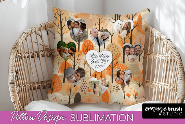 Autumn Photo Frame Pillow Sublimation - Add Your Picture Sublimation OrangeBrushStudio 