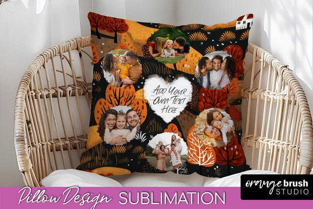 Autumn Photo Frame Pillow Sublimation - Add Your Picture Sublimation OrangeBrushStudio 