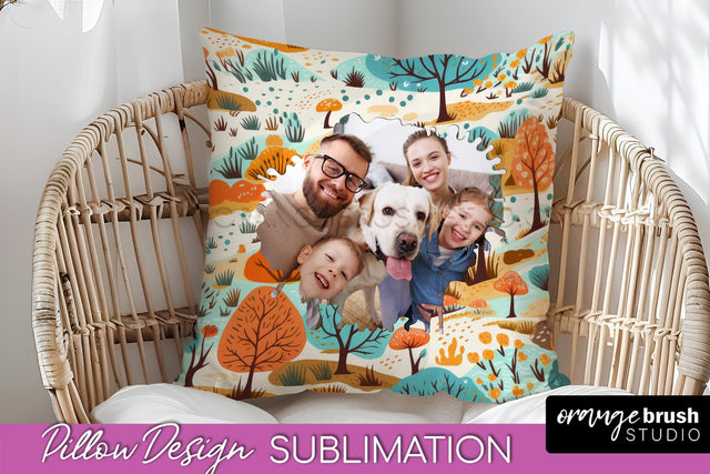 Autumn Photo Frame Pillow Sublimation - Add Your Picture Sublimation OrangeBrushStudio 
