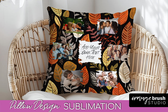 Autumn Photo Frame Pillow Sublimation - Add Your Picture Sublimation OrangeBrushStudio 