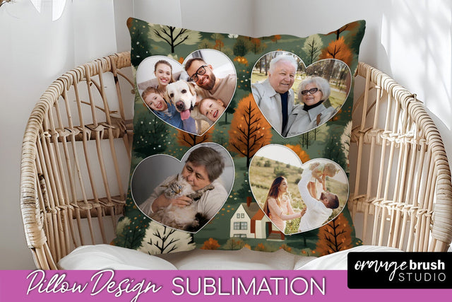 Autumn Photo Frame Pillow Sublimation - Add Your Picture Sublimation OrangeBrushStudio 