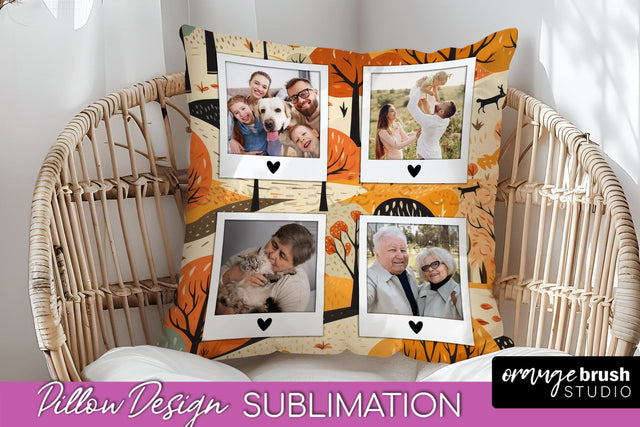 Autumn Photo Frame Pillow Sublimation - Add Your Picture Sublimation OrangeBrushStudio 