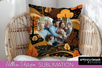 Autumn Photo Frame Pillow Sublimation - Add Your Picture Sublimation OrangeBrushStudio 