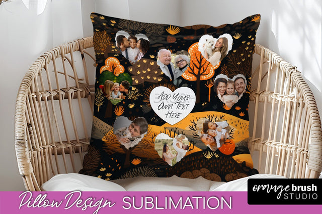 Autumn Photo Frame Pillow Sublimation - Add Your Picture Sublimation OrangeBrushStudio 