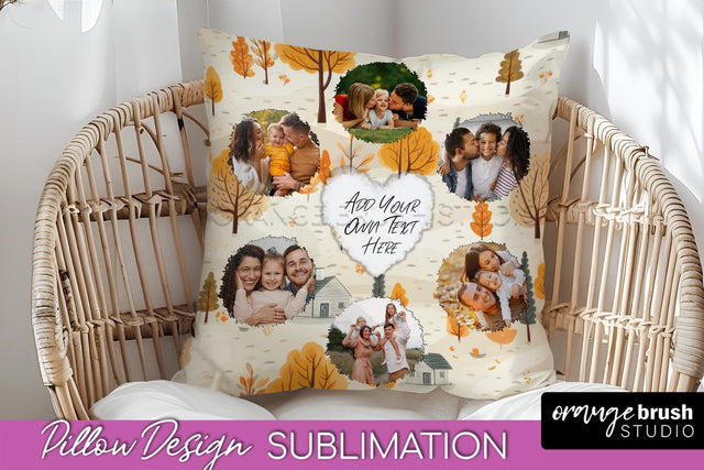 Autumn Photo Frame Pillow Sublimation - Add Your Picture Sublimation OrangeBrushStudio 