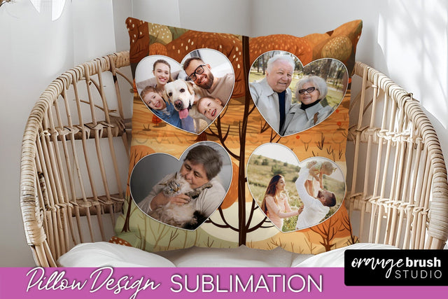 Autumn Photo Frame Pillow Sublimation - Add Your Picture Sublimation OrangeBrushStudio 
