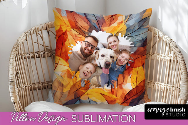 Autumn Photo Frame Pillow Sublimation - Add Your Picture Sublimation OrangeBrushStudio 