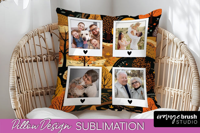 Autumn Photo Frame Pillow Sublimation - Add Your Picture Sublimation OrangeBrushStudio 
