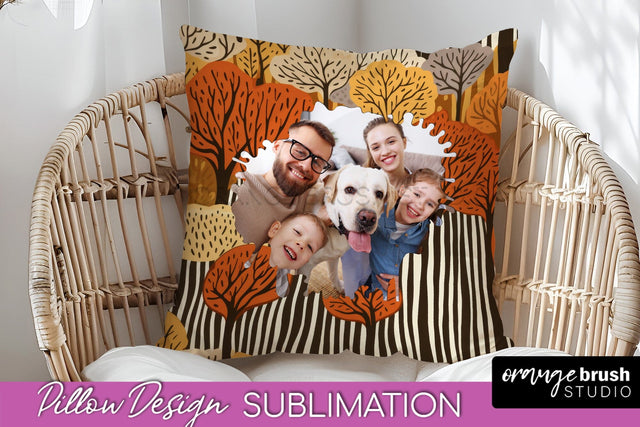 Autumn Photo Frame Pillow Sublimation - Add Your Picture Sublimation OrangeBrushStudio 