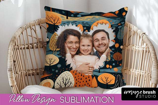 Autumn Photo Frame Pillow Sublimation - Add Your Picture Sublimation OrangeBrushStudio 