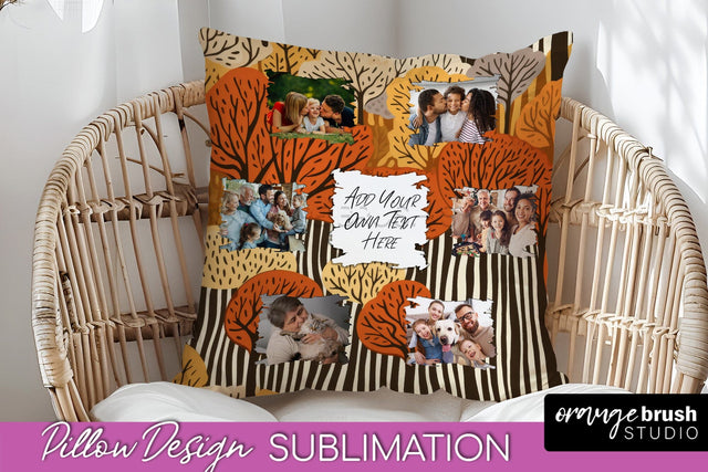 Autumn Photo Frame Pillow Sublimation - Add Your Picture Sublimation OrangeBrushStudio 