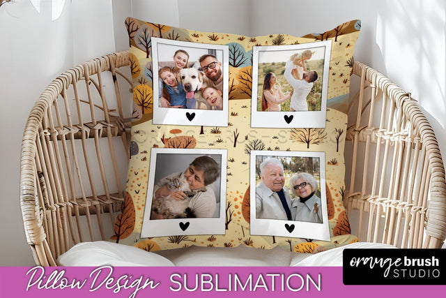 Autumn Photo Frame Pillow Sublimation - Add Your Picture Sublimation OrangeBrushStudio 