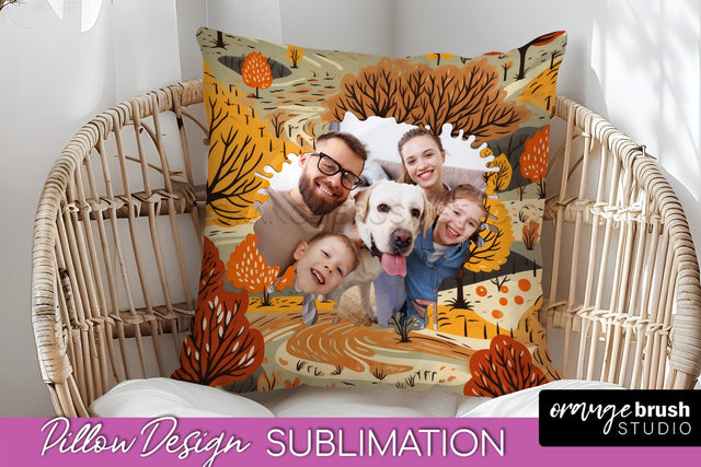 Autumn Photo Frame Pillow Sublimation - Add Your Picture Sublimation OrangeBrushStudio 