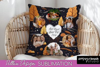 Autumn Photo Frame Pillow Sublimation - Add Your Picture Sublimation OrangeBrushStudio 