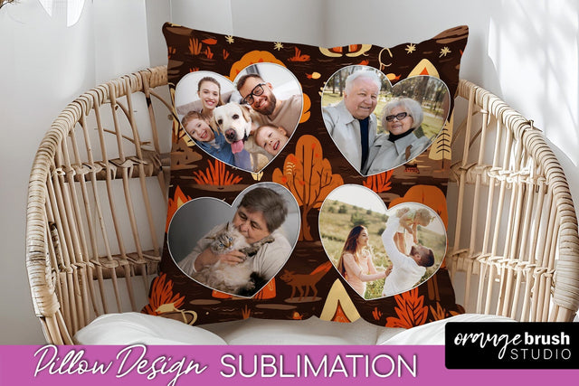 Autumn Photo Frame Pillow Sublimation - Add Your Picture Sublimation OrangeBrushStudio 