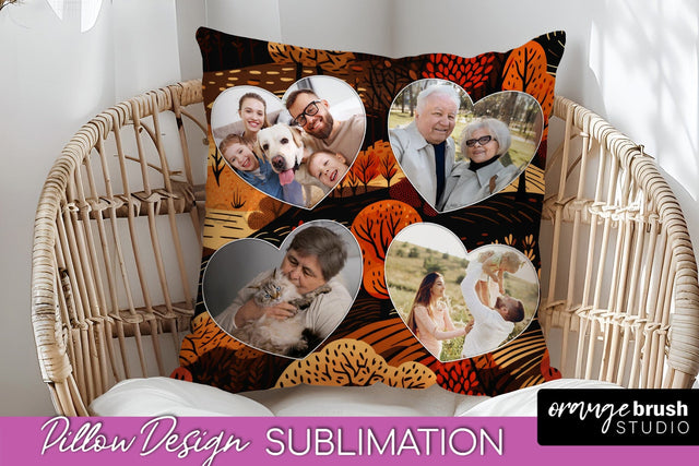 Autumn Photo Frame Pillow Sublimation - Add Your Picture Sublimation OrangeBrushStudio 