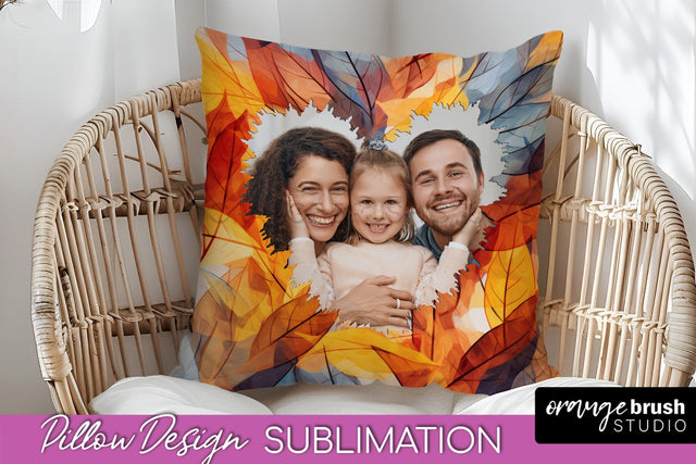 Autumn Photo Frame Pillow Sublimation - Add Your Picture Sublimation OrangeBrushStudio 
