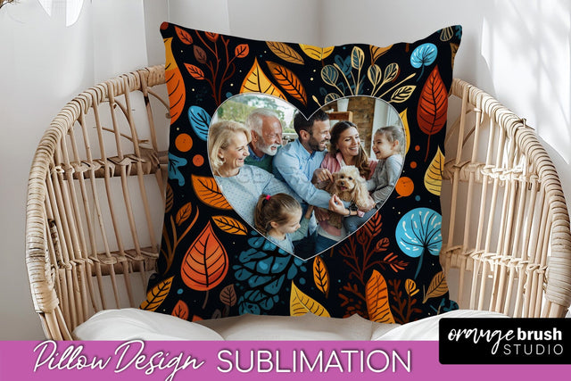 Autumn Photo Frame Pillow Sublimation - Add Your Picture Sublimation OrangeBrushStudio 