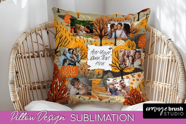 Autumn Photo Frame Pillow Sublimation - Add Your Picture Sublimation OrangeBrushStudio 