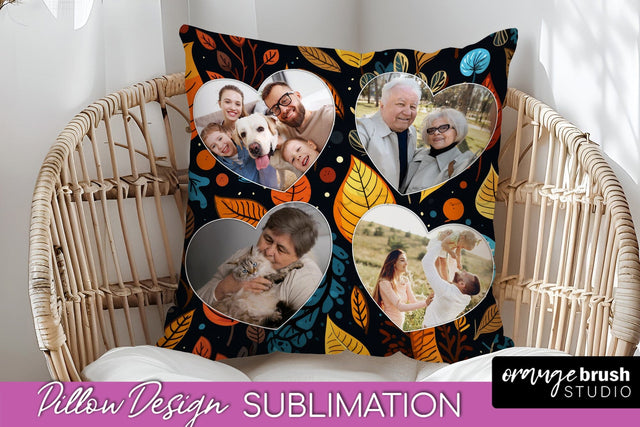 Autumn Photo Frame Pillow Sublimation - Add Your Picture Sublimation OrangeBrushStudio 