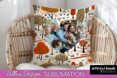 Autumn Photo Frame Pillow Sublimation - Add Your Picture Sublimation OrangeBrushStudio 