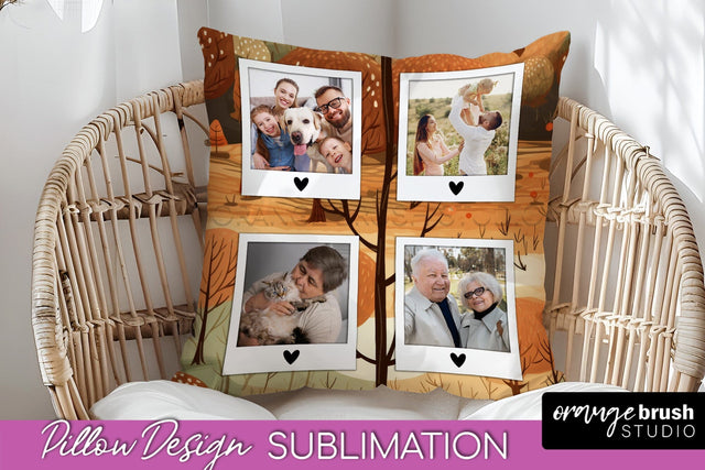 Autumn Photo Frame Pillow Sublimation - Add Your Picture Sublimation OrangeBrushStudio 