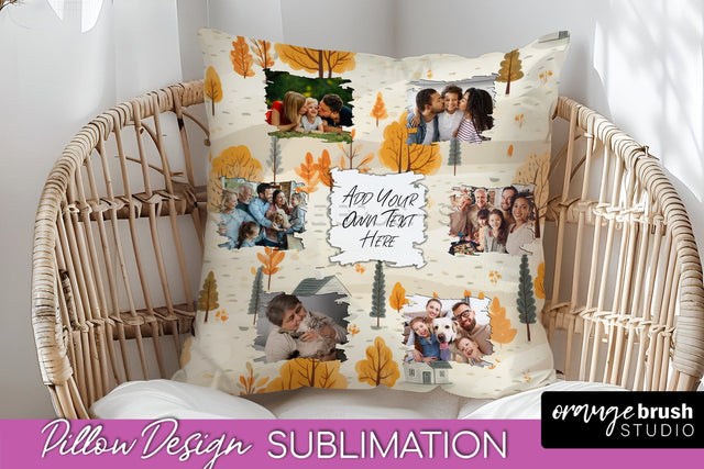 Autumn Photo Frame Pillow Sublimation - Add Your Picture Sublimation OrangeBrushStudio 
