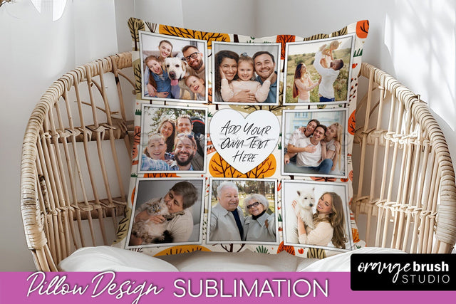 Autumn Photo Frame Pillow Sublimation - Add Your Picture Sublimation OrangeBrushStudio 