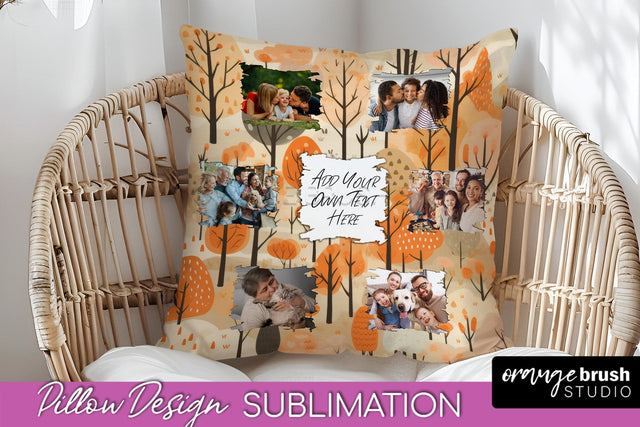 Autumn Photo Frame Pillow Sublimation - Add Your Picture Sublimation OrangeBrushStudio 