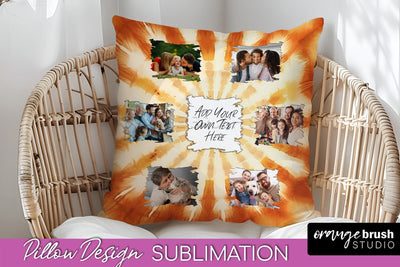 Autumn Photo Frame Pillow Sublimation -Tie Dye Background Sublimation OrangeBrushStudio 