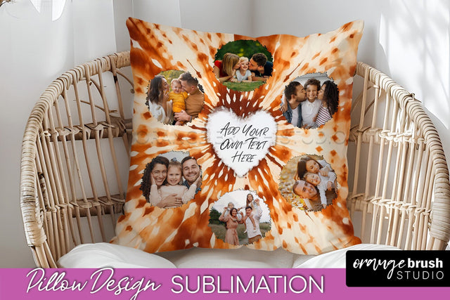Autumn Photo Frame Pillow Sublimation -Tie Dye Background Sublimation OrangeBrushStudio 
