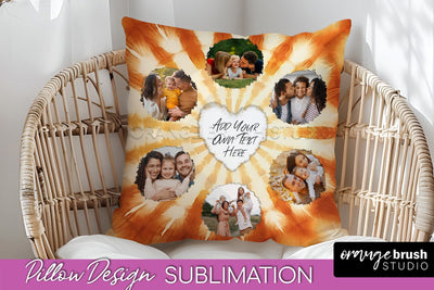 Autumn Photo Frame Pillow Sublimation -Tie Dye Background Sublimation OrangeBrushStudio 