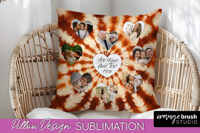 Autumn Photo Frame Pillow Sublimation -Tie Dye Background Sublimation OrangeBrushStudio 