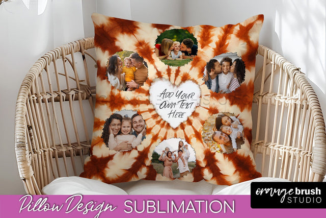 Autumn Photo Frame Pillow Sublimation -Tie Dye Background Sublimation OrangeBrushStudio 