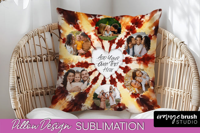 Autumn Photo Frame Pillow Sublimation -Tie Dye Background Sublimation OrangeBrushStudio 