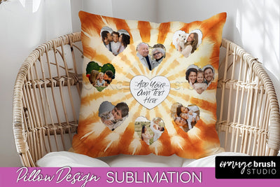 Autumn Photo Frame Pillow Sublimation -Tie Dye Background Sublimation OrangeBrushStudio 