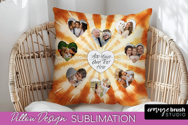 Autumn Photo Frame Pillow Sublimation -Tie Dye Background Sublimation OrangeBrushStudio 