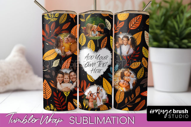 Autumn Photo Frame Tumbler Wrap - Fall Tumbler Sublimation Sublimation OrangeBrushStudio 