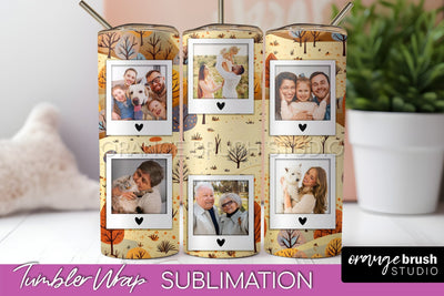 Autumn Photo Frame Tumbler Wrap - Fall Tumbler Sublimation Sublimation OrangeBrushStudio 