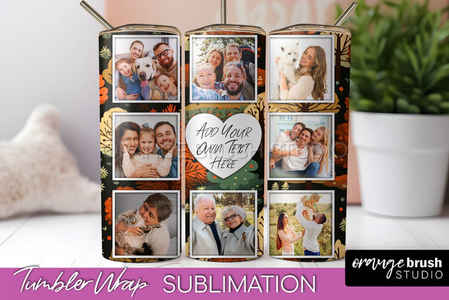 Autumn Photo Frame Tumbler Wrap - Fall Tumbler Sublimation Sublimation OrangeBrushStudio 