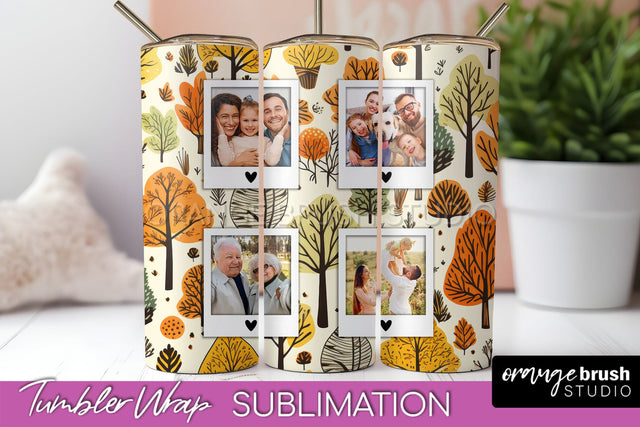 Autumn Photo Frame Tumbler Wrap - Fall Tumbler Sublimation Sublimation OrangeBrushStudio 