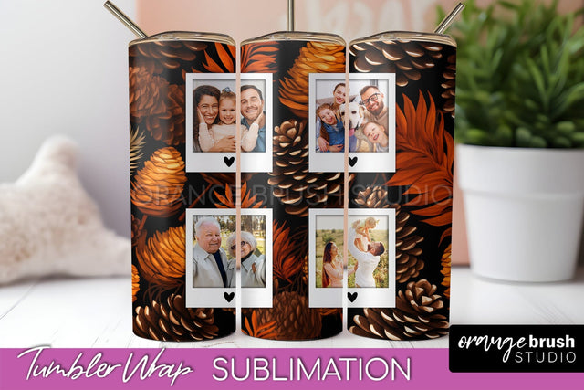 Autumn Photo Frame Tumbler Wrap - Fall Tumbler Sublimation Sublimation OrangeBrushStudio 