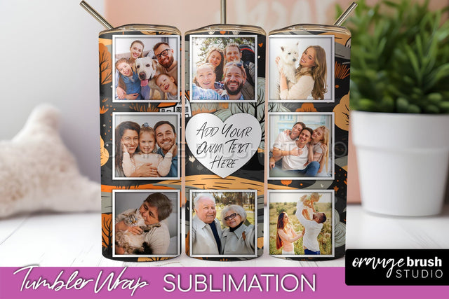 Autumn Photo Frame Tumbler Wrap - Fall Tumbler Sublimation Sublimation OrangeBrushStudio 