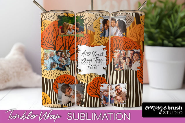 Autumn Photo Frame Tumbler Wrap - Fall Tumbler Sublimation Sublimation OrangeBrushStudio 