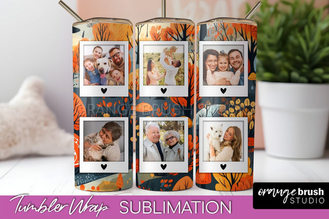 Autumn Photo Frame Tumbler Wrap - Fall Tumbler Sublimation Sublimation OrangeBrushStudio 