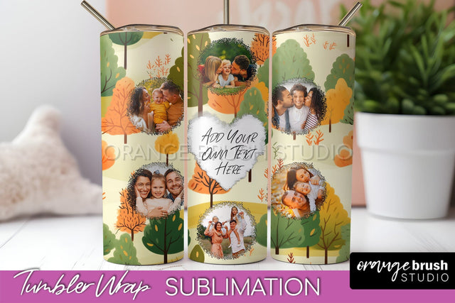 Autumn Photo Frame Tumbler Wrap - Fall Tumbler Sublimation Sublimation OrangeBrushStudio 