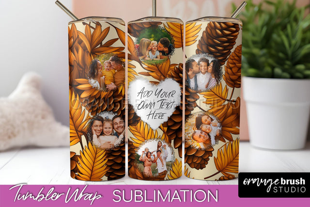 Autumn Photo Frame Tumbler Wrap - Fall Tumbler Sublimation Sublimation OrangeBrushStudio 