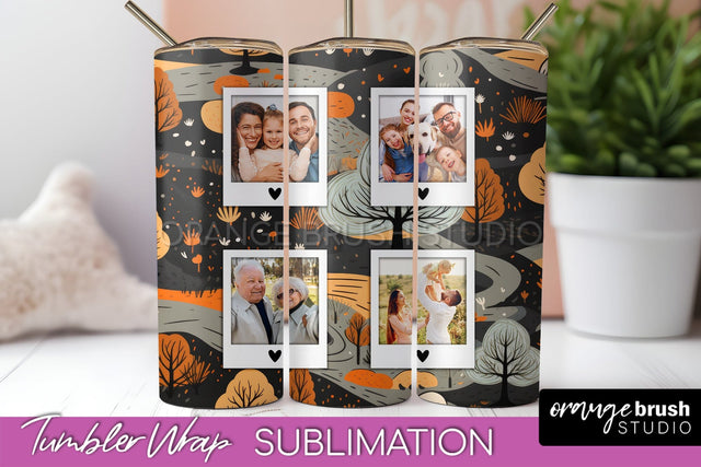 Autumn Photo Frame Tumbler Wrap - Fall Tumbler Sublimation Sublimation OrangeBrushStudio 