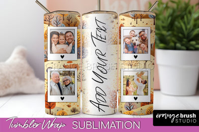 Autumn Photo Frame Tumbler Wrap - Fall Tumbler Sublimation Sublimation OrangeBrushStudio 