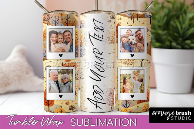 Autumn Photo Frame Tumbler Wrap - Fall Tumbler Sublimation Sublimation OrangeBrushStudio 